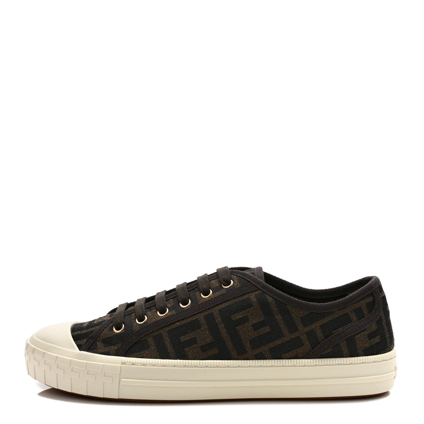 Fabric Jacquard FF Womens Domino Low Top Sneakers 40 Tobacco