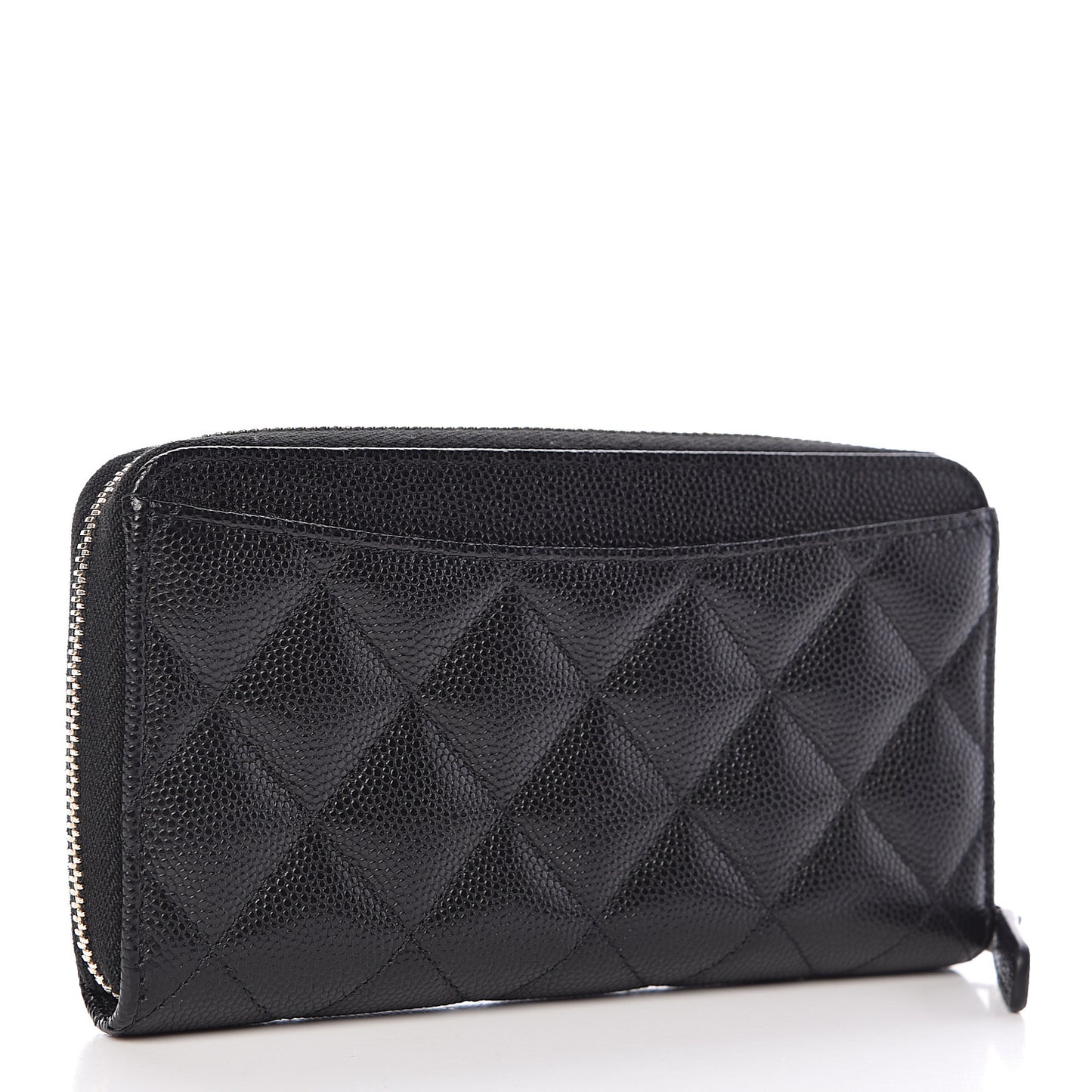 Caviar Quilted Medium Zip Around Wallet Black