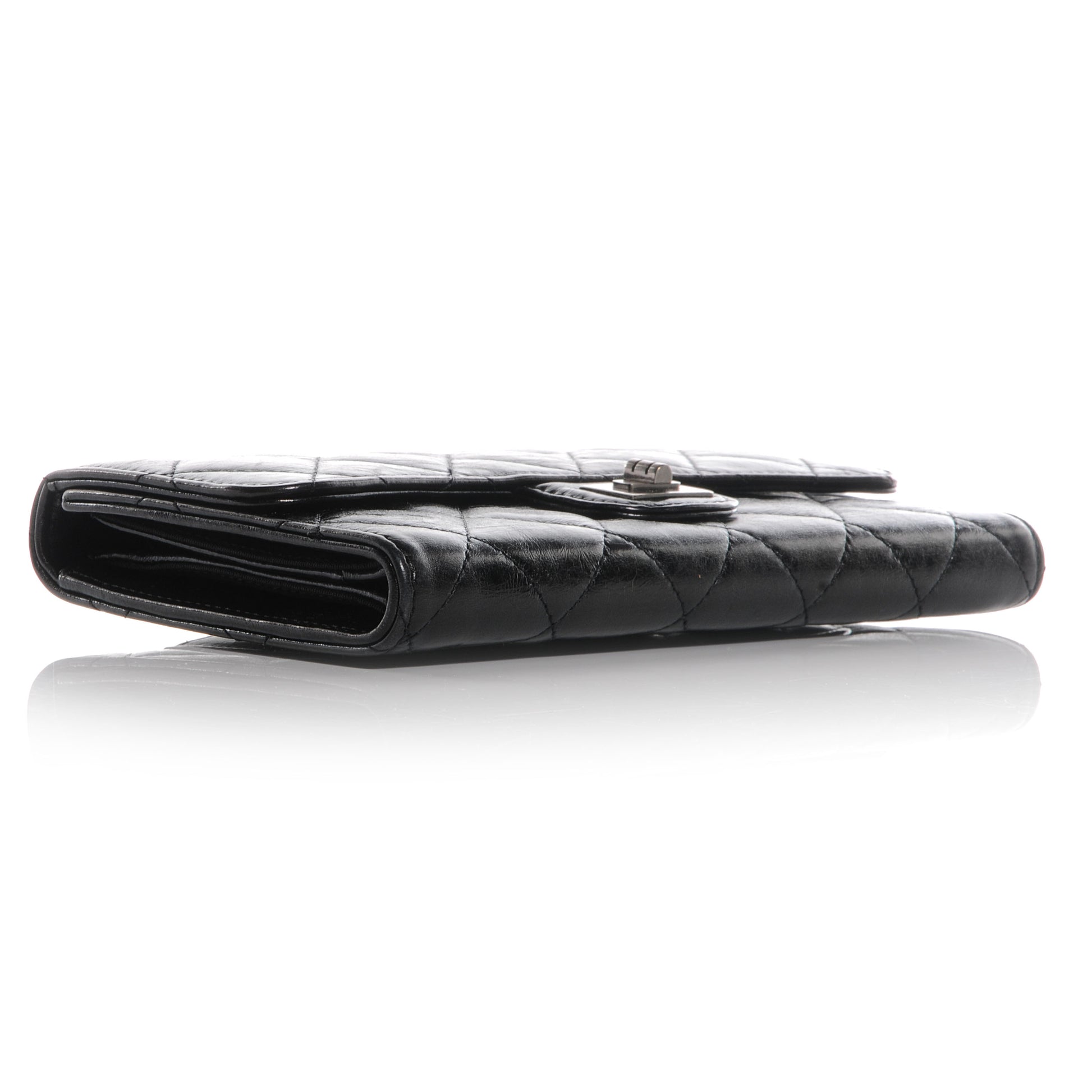 Chanel Glazed Calfskin Quilted Reissue Long Flap Wallet Black 4 of 8