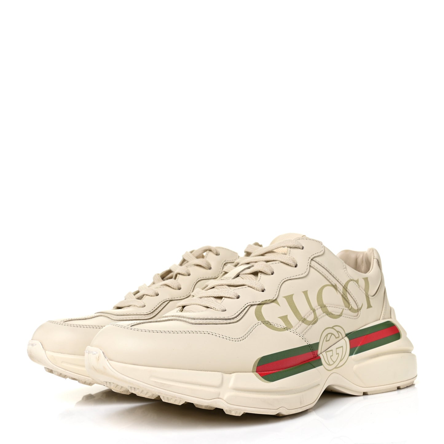 Calfskin Logo Mens Rhyton Sneakers 9 Ivory