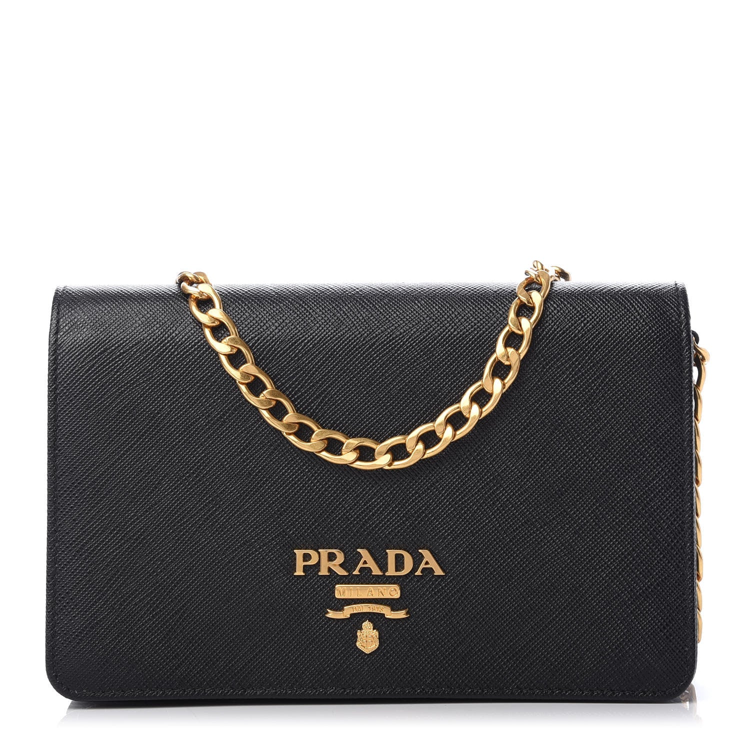 Prada Saffiano Lux Chain Wallet Black 1 of 8