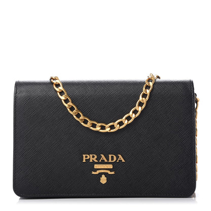 Prada Saffiano Lux Chain Wallet Black 1 of 8