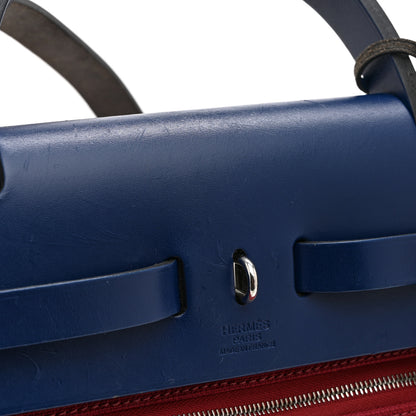 Hermes Military Toile Vache Hunter Herbag Zip 31 PM Rouge Grenat Bleu Saphir 14 of 14