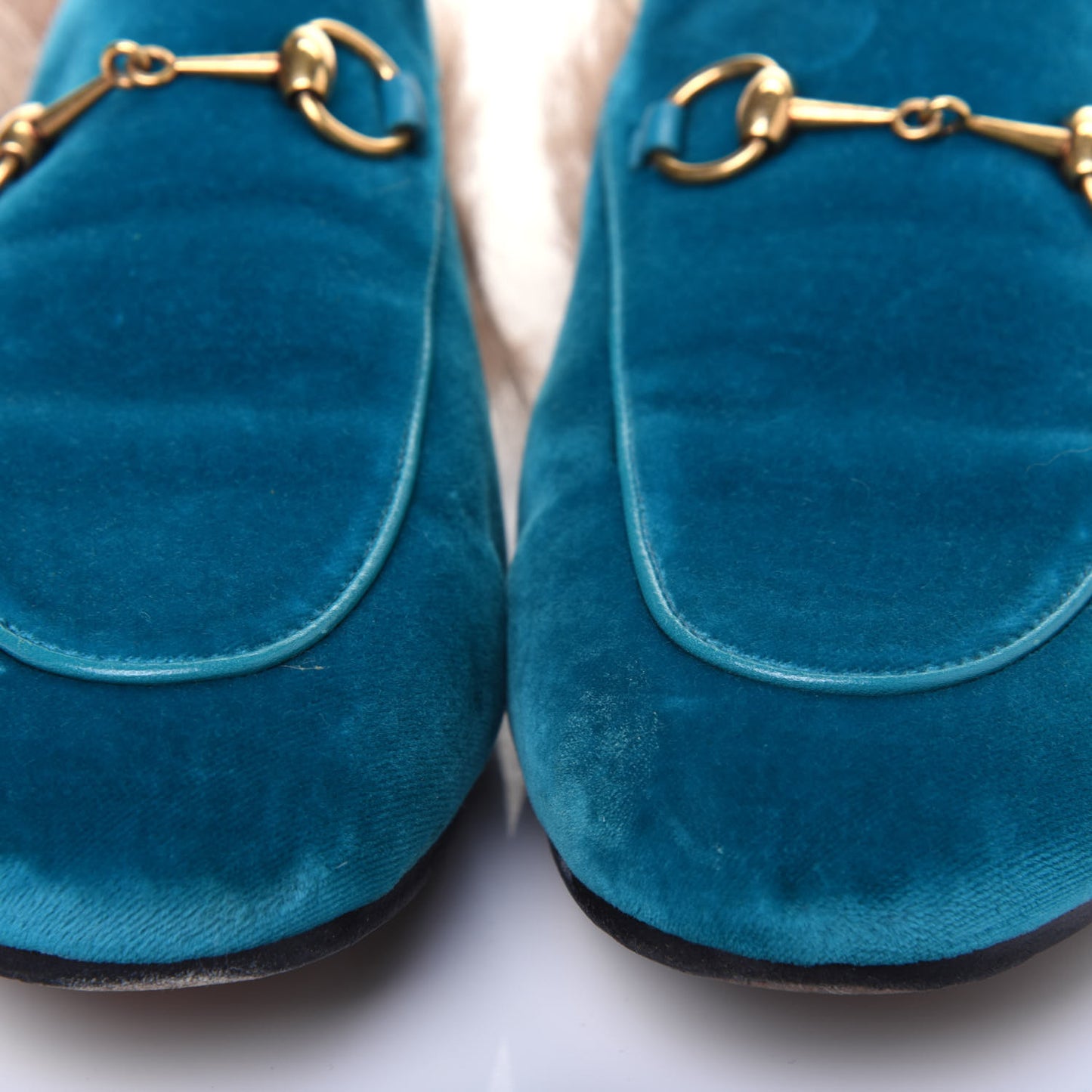 Velvet Fur Womens Princetown Slippers 38 Cyan