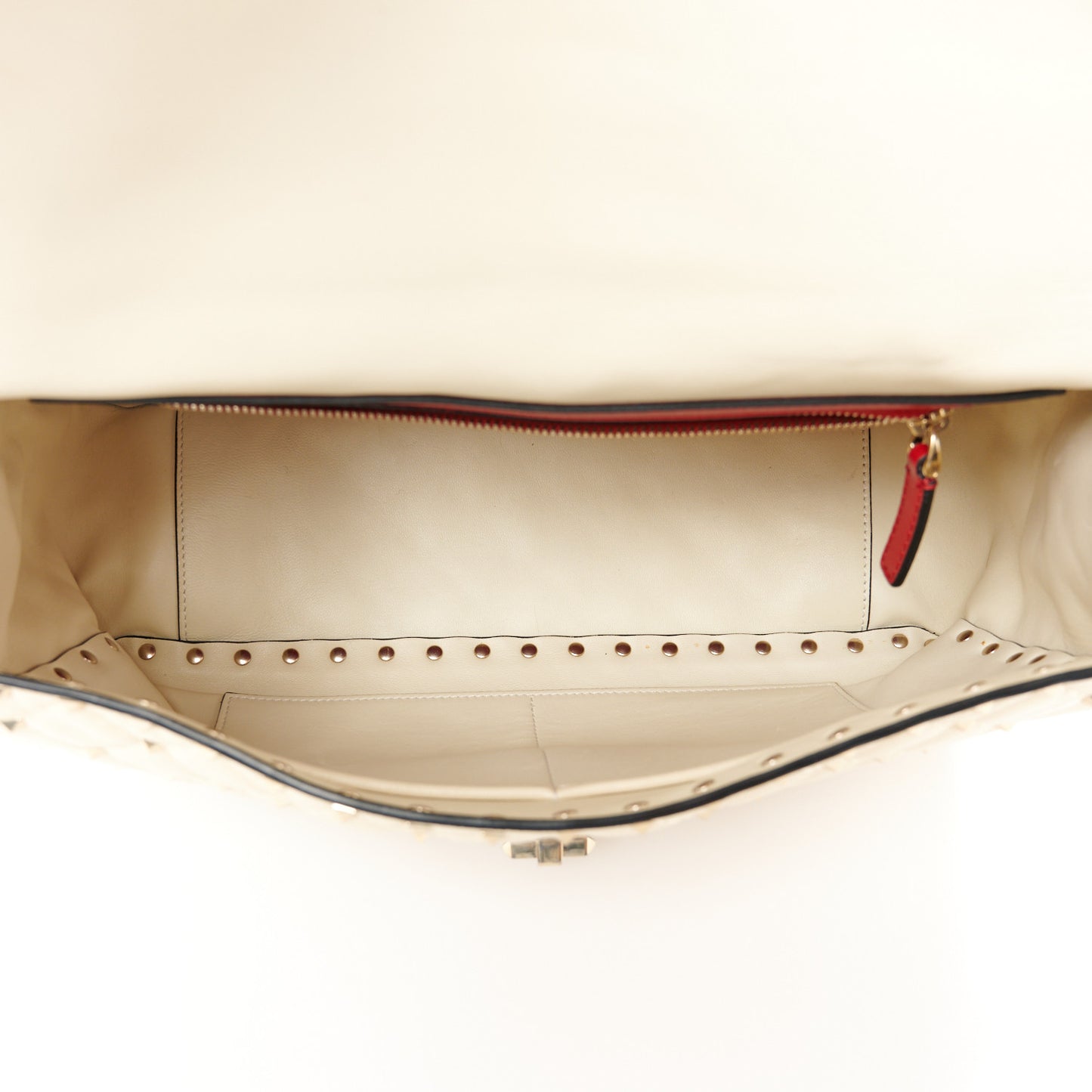Nappa Large Rockstud Spike Shoulder Bag Light Ivory