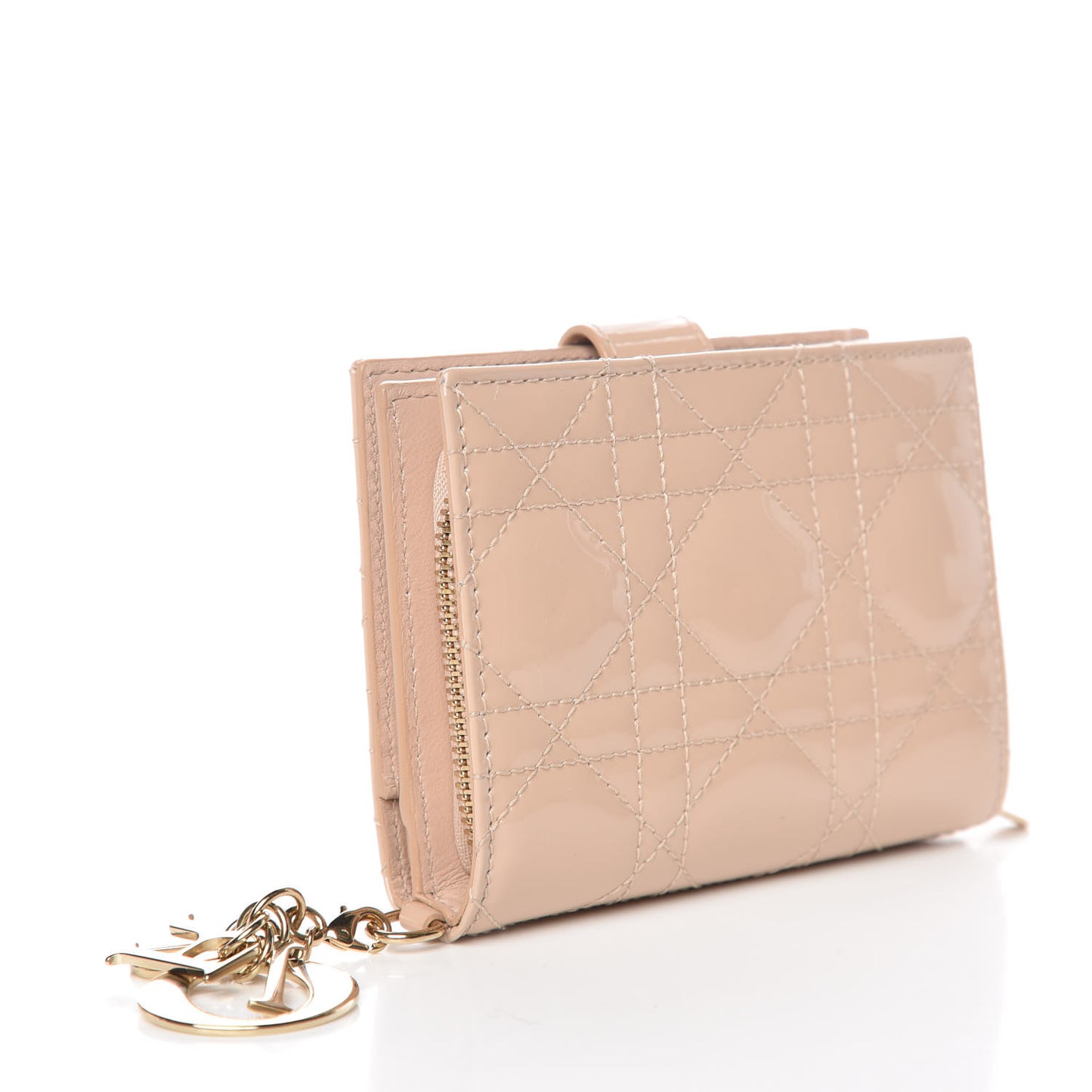 Patent Cannage Lady Dior Eden Wallet Beige