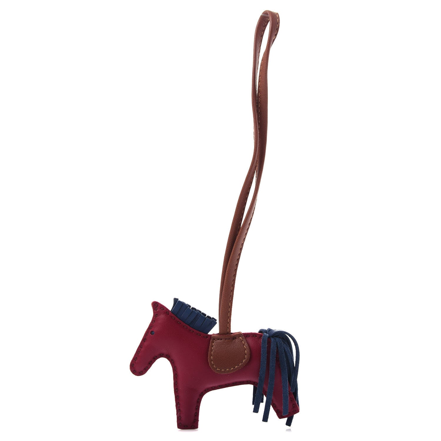 Hermes Milo Lambskin Grigri Rodeo Horse Bag Charm PM Bleu de Malte Rubis Fauve 1 of 3