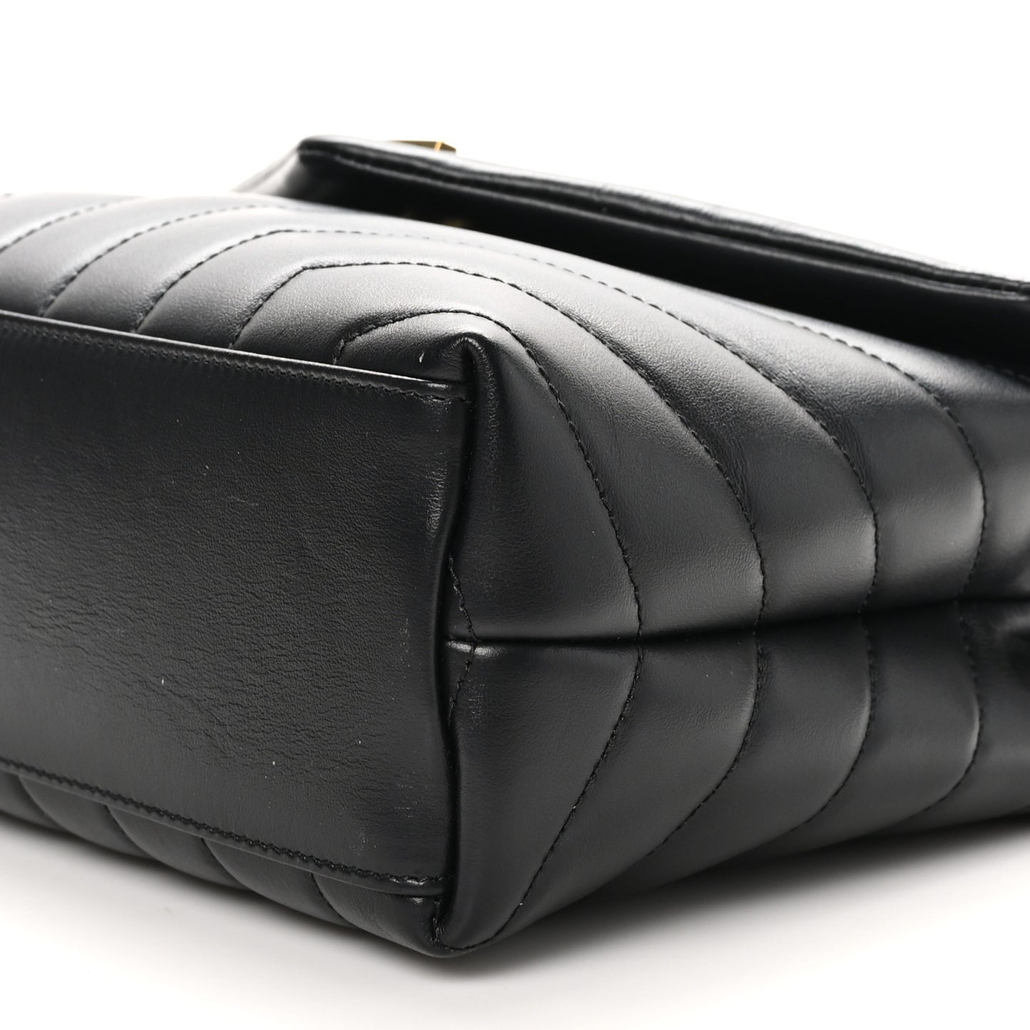 Calfskin Y Quilted Monogram Small Loulou Chain Satchel Black