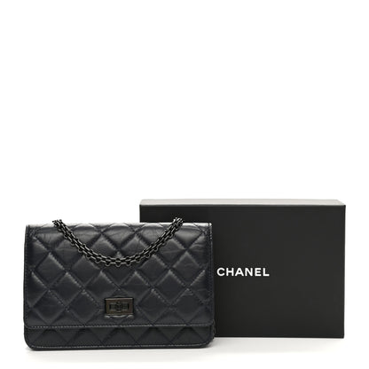 Chanel Aged Calfskin Quilted Reissue Wallet On Chain WOC Navy 12 of 12