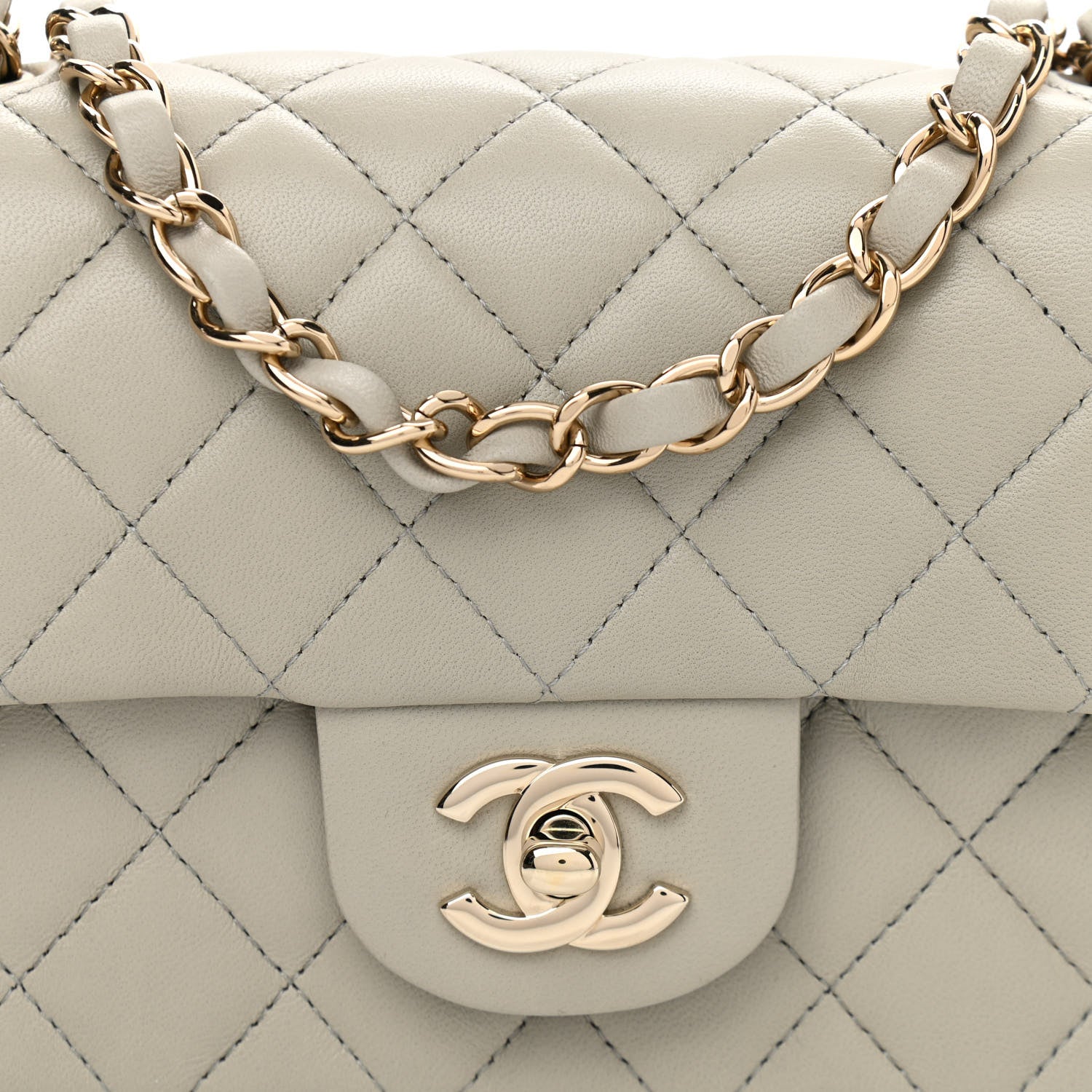 Chanel Lambskin Quilted Mini Rectangular Flap Grey 8 of 10