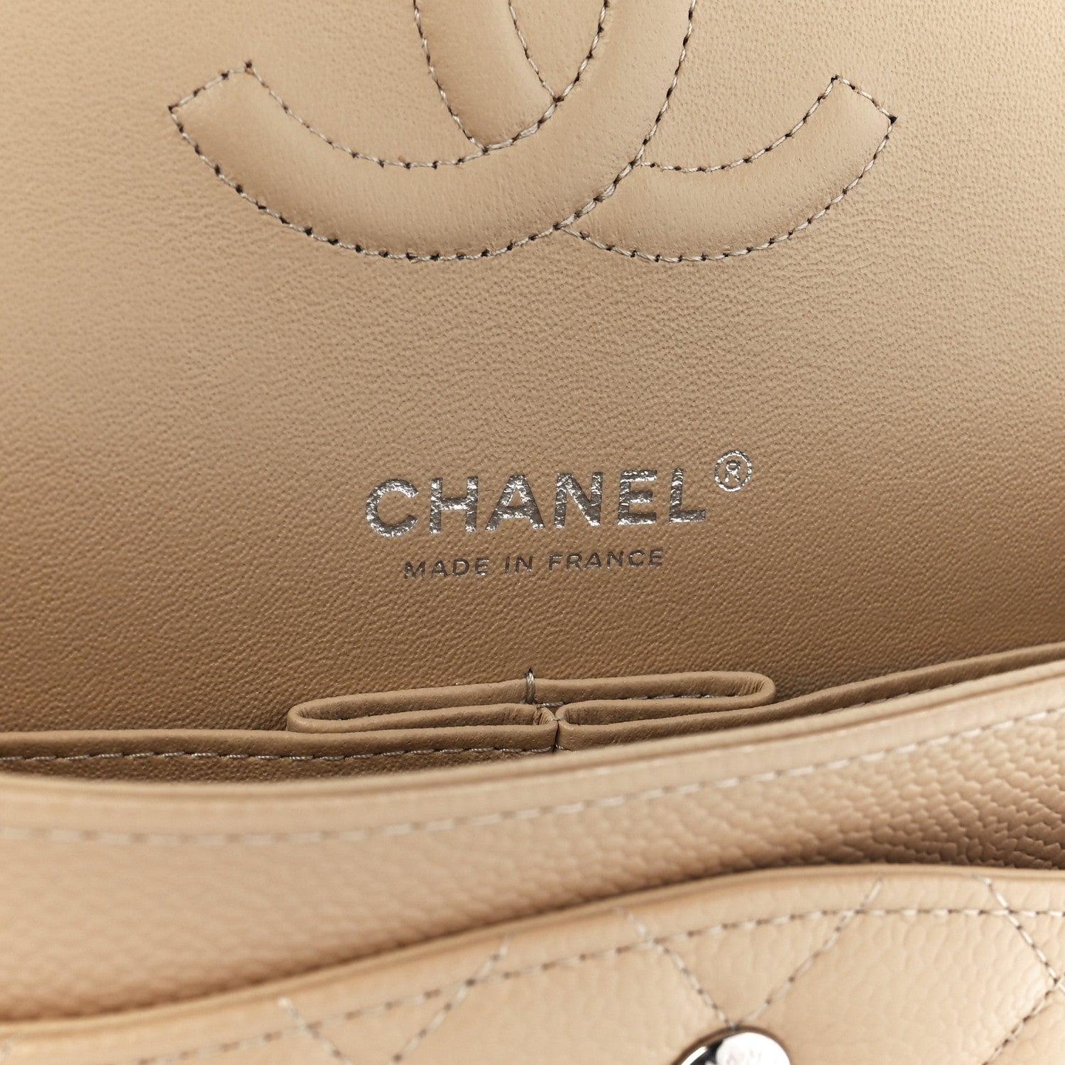 Chanel Caviar Quilted Medium Double Flap Beige 5 of 10