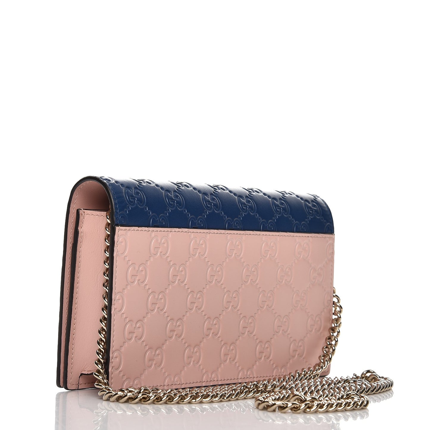 Guccissima Signature Bi-Color Bowy Chain Wallet Blue Dark Cipria