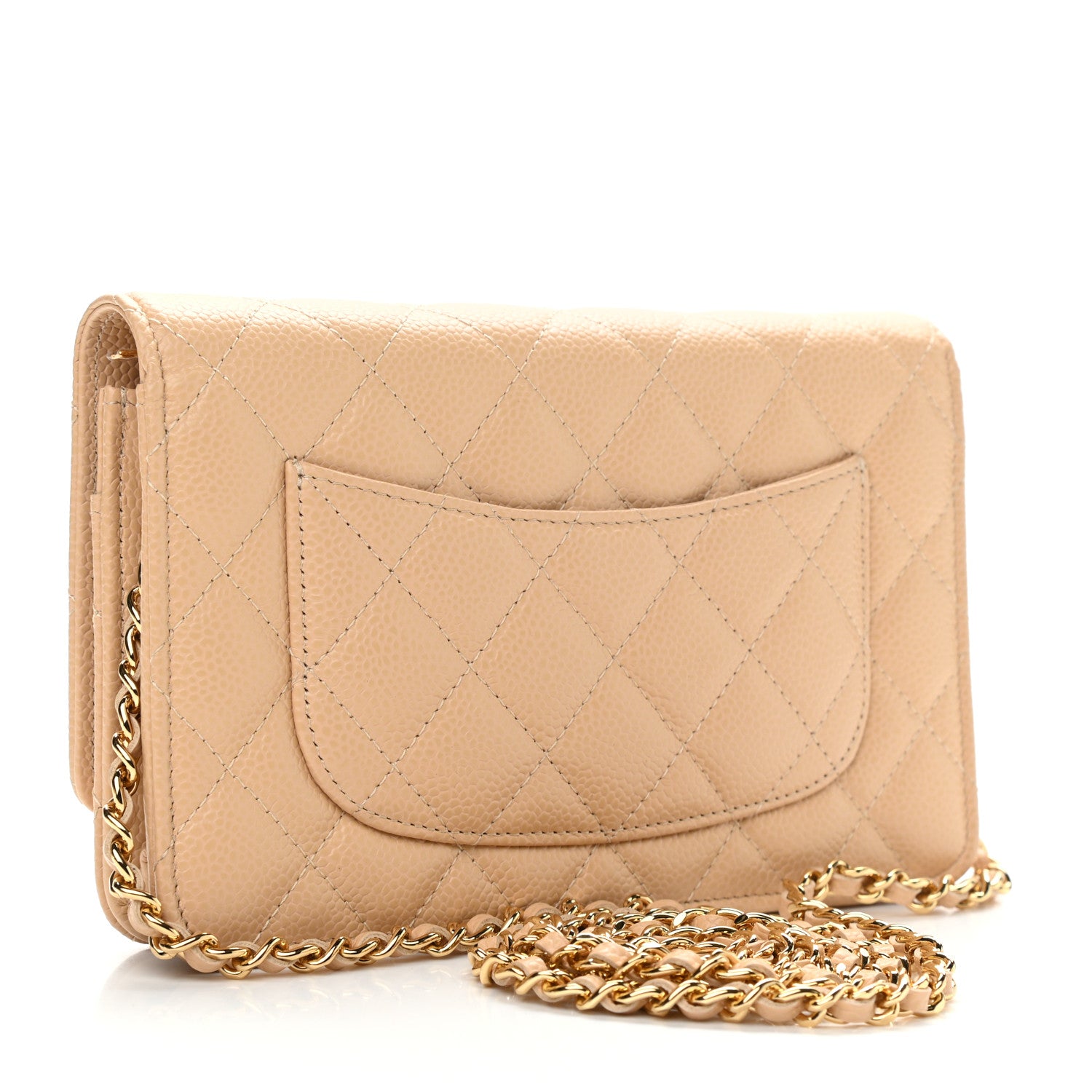 Chanel Caviar Quilted Wallet On Chain WOC Beige 2 of 12