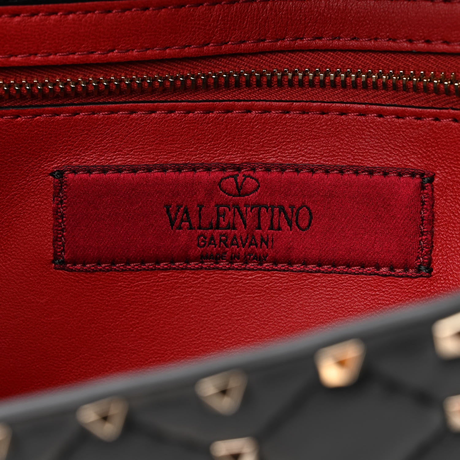 Valentino Garavani Lambskin Rockstud Spike Wallet on Chain Black 6 of 11
