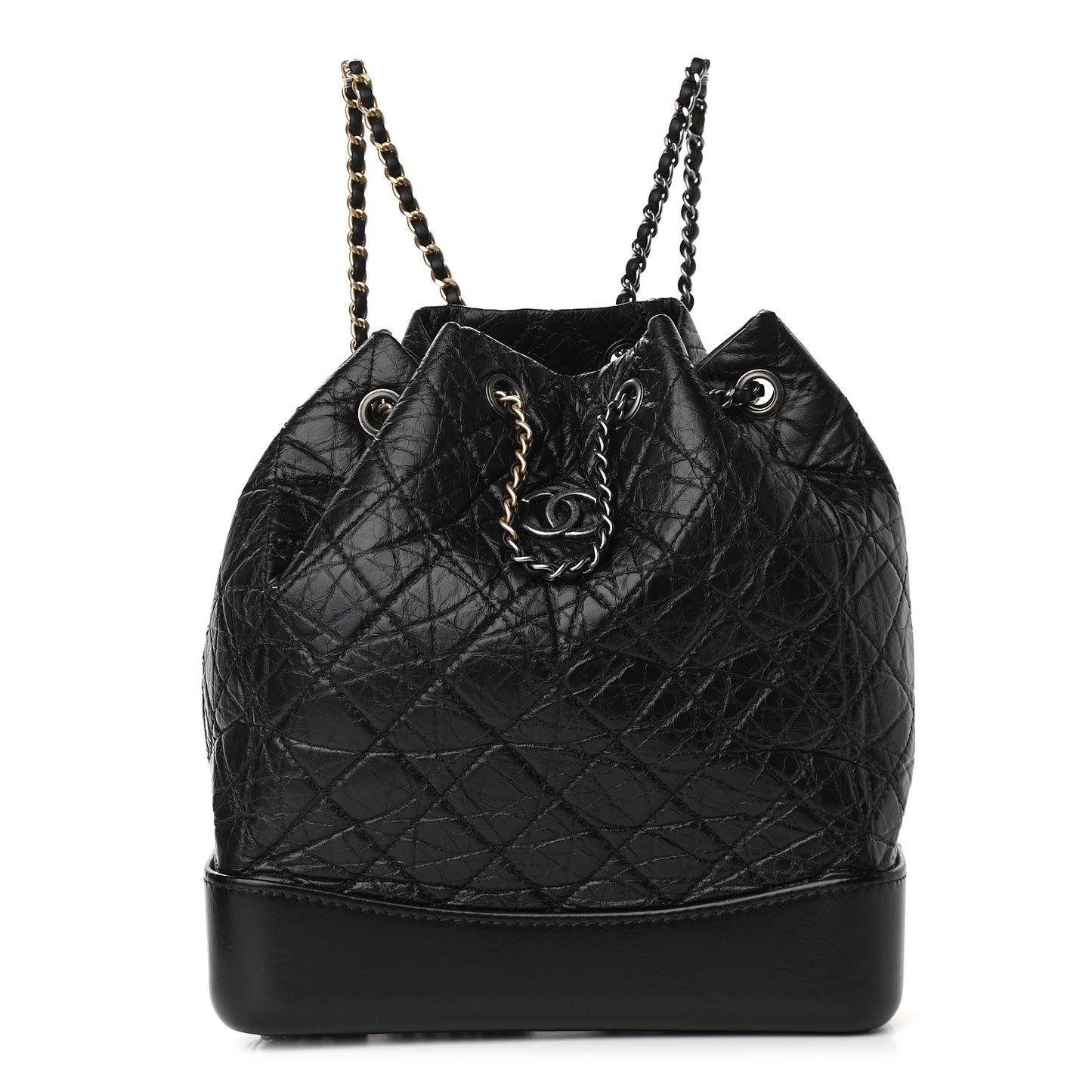 Aged Calfskin Quilted Gabrielle Backpack Black