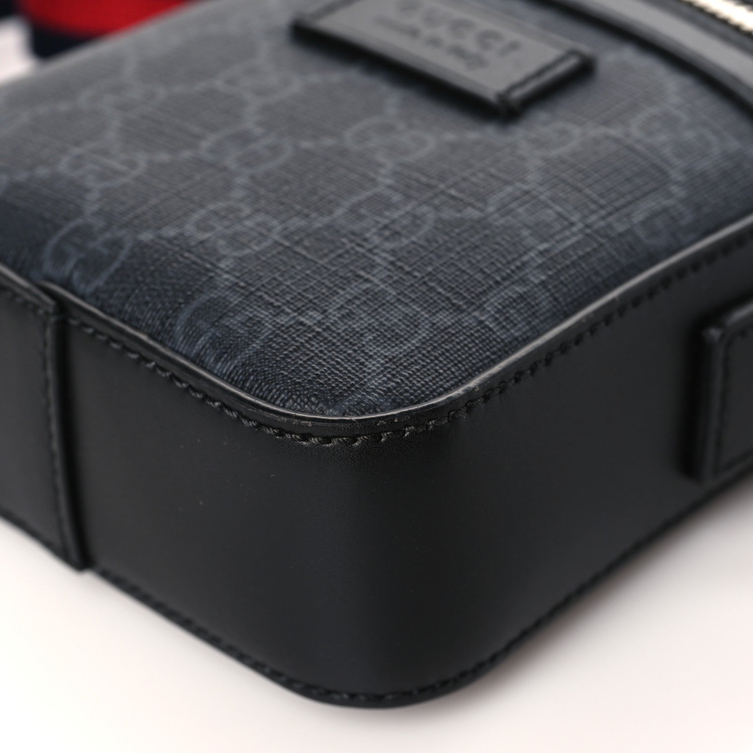 Gucci GG Supreme Monogram Appia Calfskin Web Small Camera Messenger Bag Black Grey 9 of 9