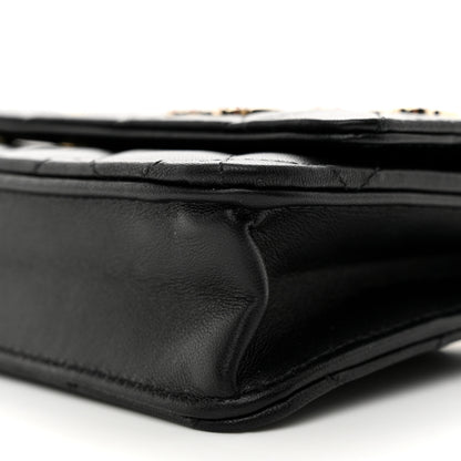 Chanel Lambskin Quilted Enamel Wallet On Chain WOC Black 11 of 12