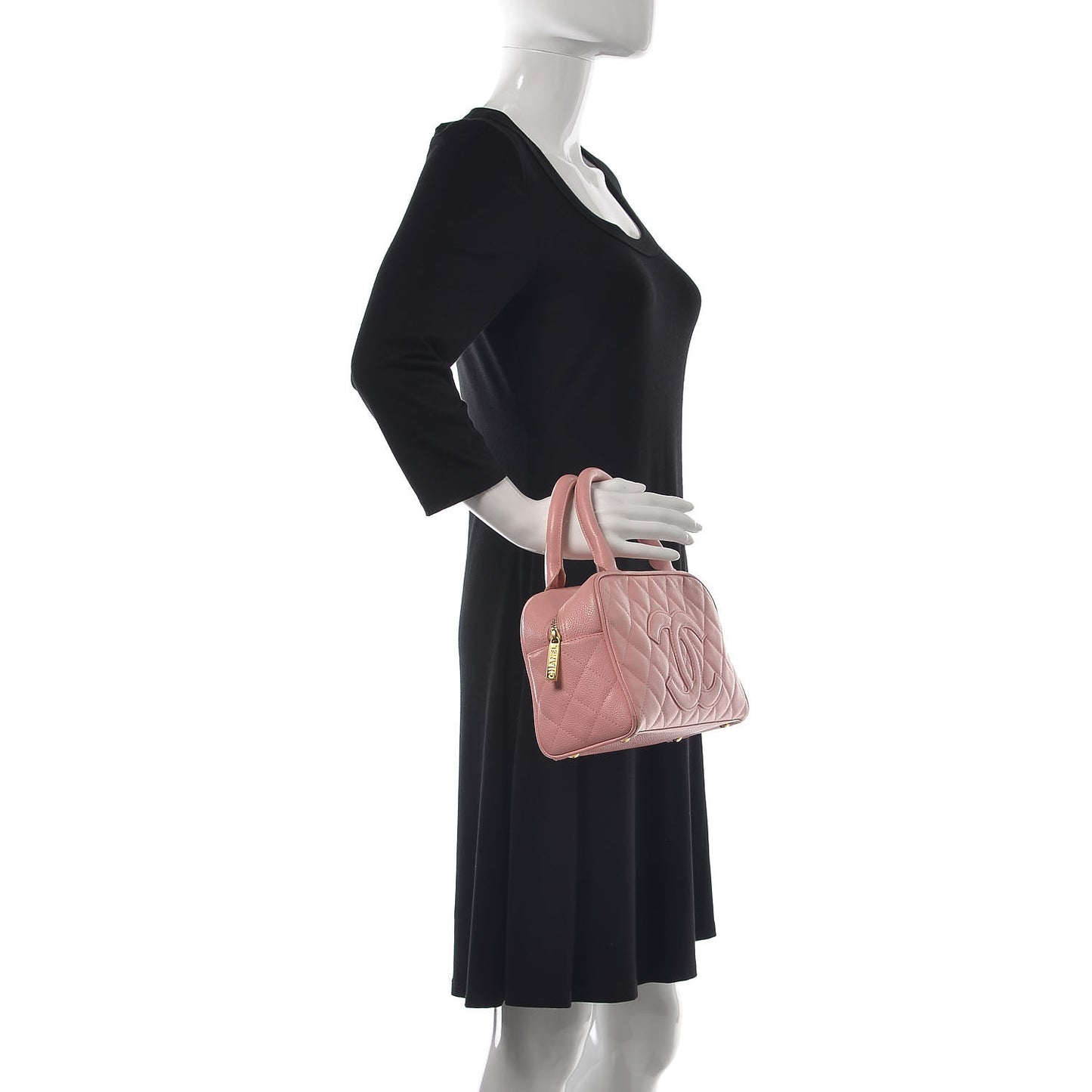 Caviar Quilted Small Bowler Pink