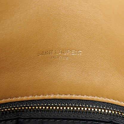 Saint Laurent Shearling Quilted Medium Loulou Puffer Monogram Chain Satchel Natural Brown 6 of 11