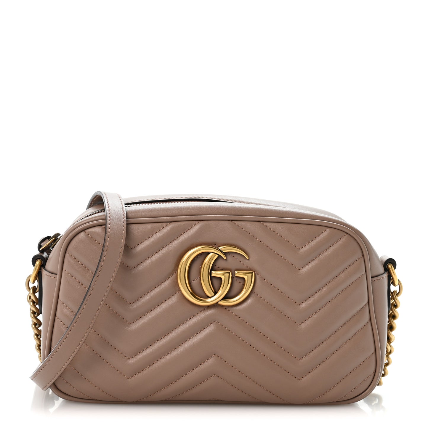 Calfskin Matelasse Small GG Marmont Chain Shoulder Bag Porcelain Rose