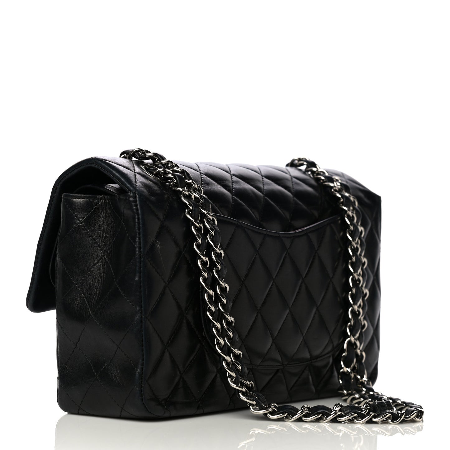 Lambskin Quilted Medium Double Flap Black