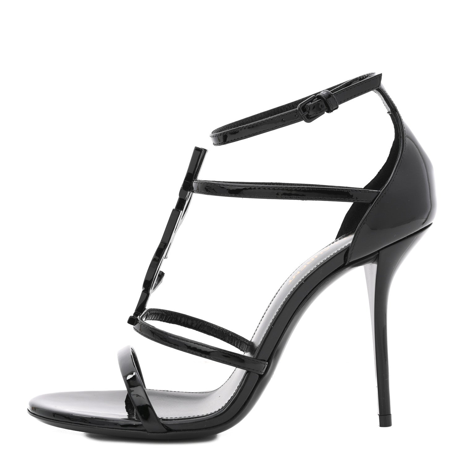 Saint Laurent Patent Cassandra 100 Sandals 38 Black 1 of 10