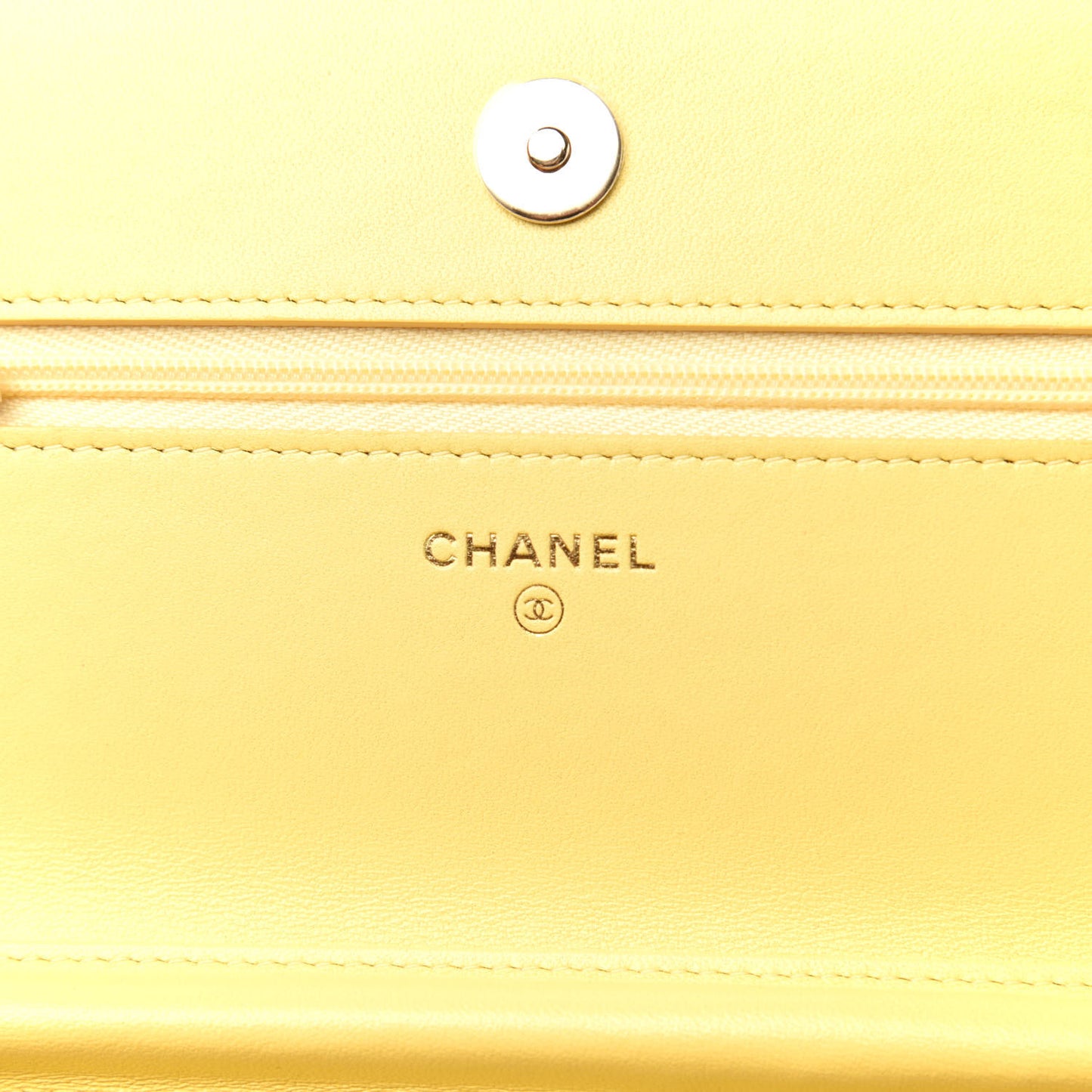Lambskin Quilted Wallet On Chain WOC Pink Yellow