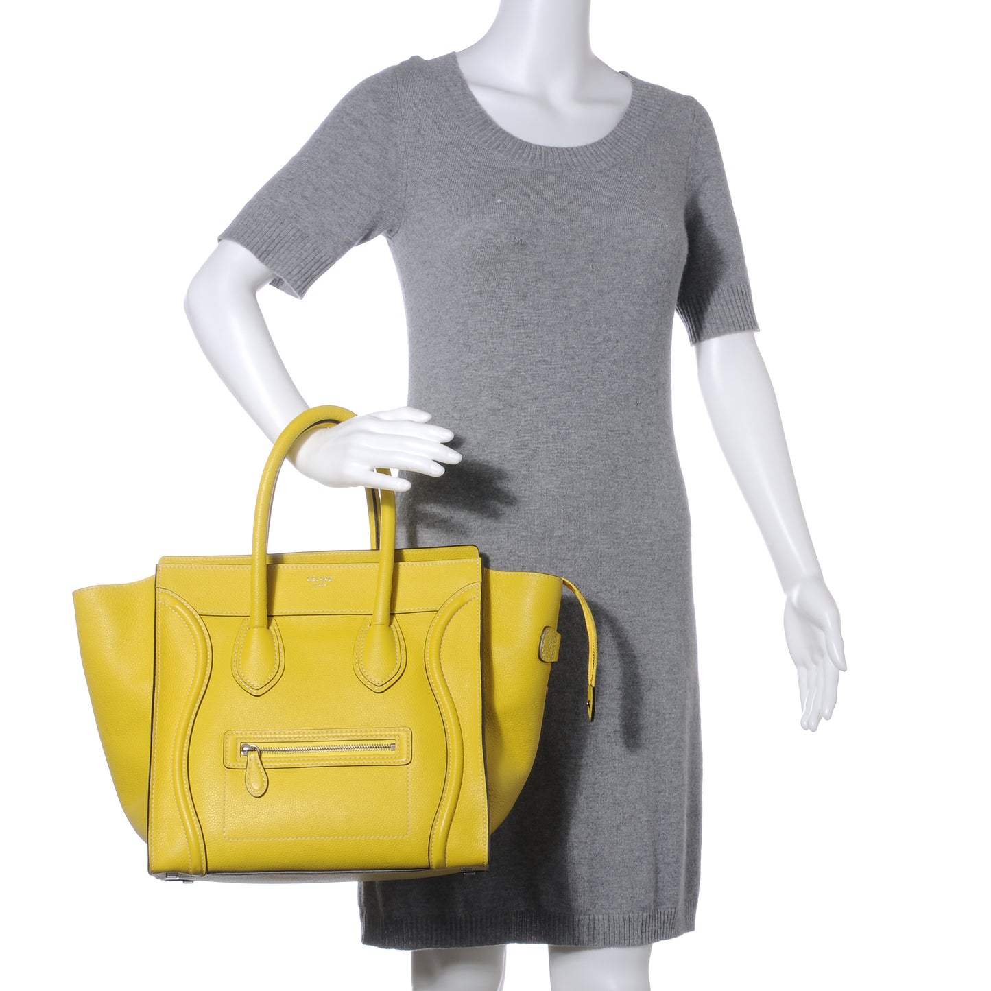 Drummed Calfskin Mini Luggage Citron