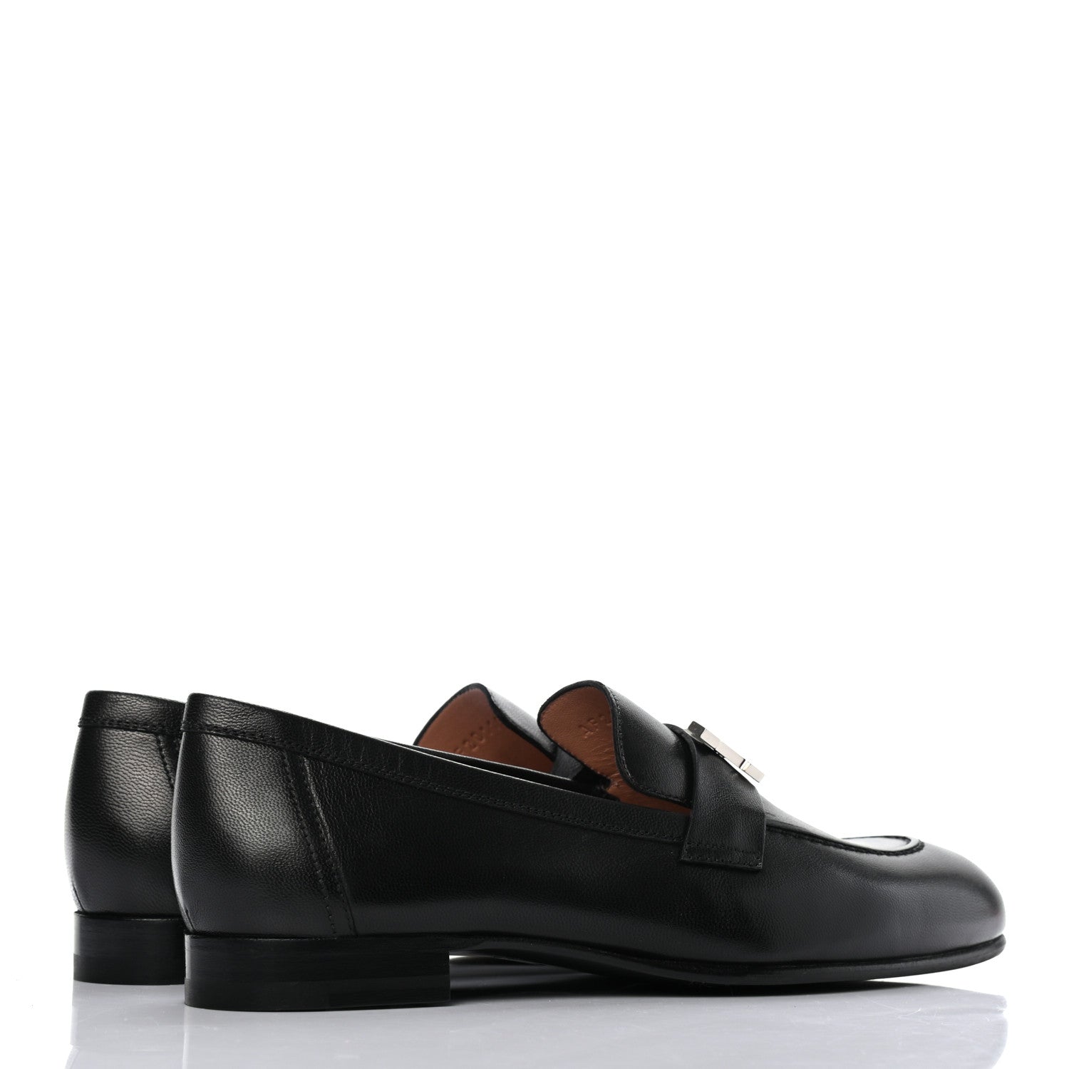 Hermes Goatskin Womens Paris Loafers 37 Black 4 of 8