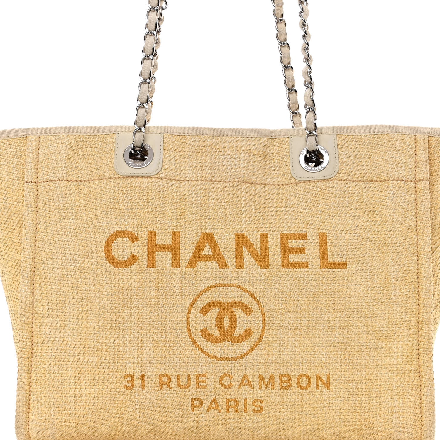 Chanel Canvas Small Deauville Tote Light Yellow 7 of 9