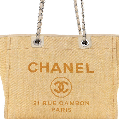 Chanel Canvas Small Deauville Tote Light Yellow 7 of 9