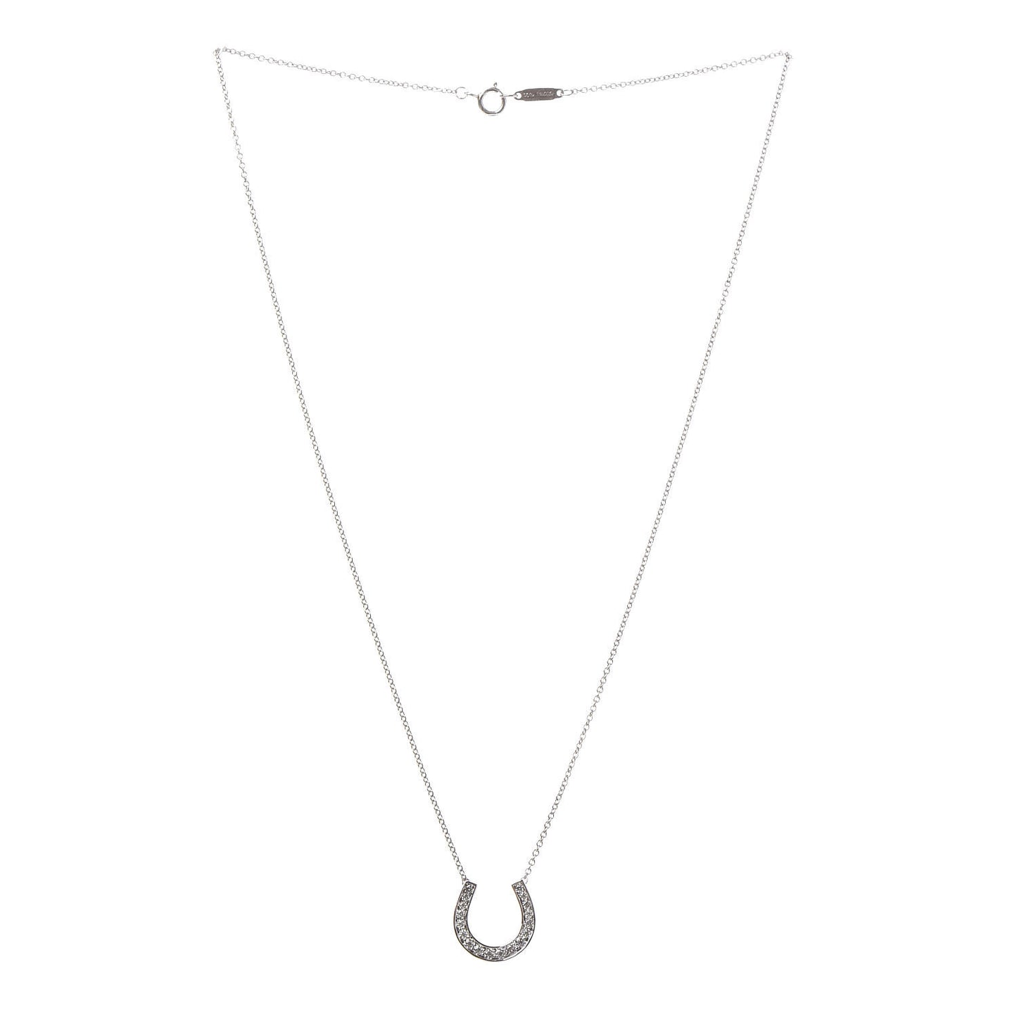Platinum Diamond Horseshoe Pendant Necklace