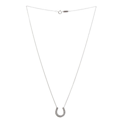 Tiffany Platinum Diamond Horseshoe Pendant Necklace 3 of 5