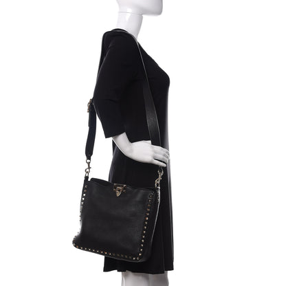 Valentino Garavani Pebbled Calfskin Small Rockstud Flip-Lock Messenger Bag Black 2 of 9