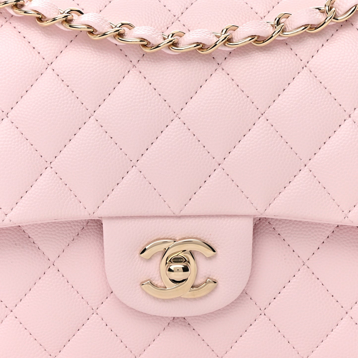 Caviar Quilted Medium Double Flap Light Pink