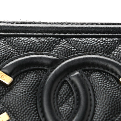 Chanel Caviar Quilted Medium Filigree Zip Around Wallet Black 9 of 10