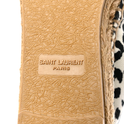 Saint Laurent Canvas Leopard Print Espadrilles 37.5 Latte Black 8 of 9
