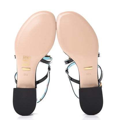 Gucci Patent Calfskin Bee Thong Sandals 38.5 Black 5 of 9