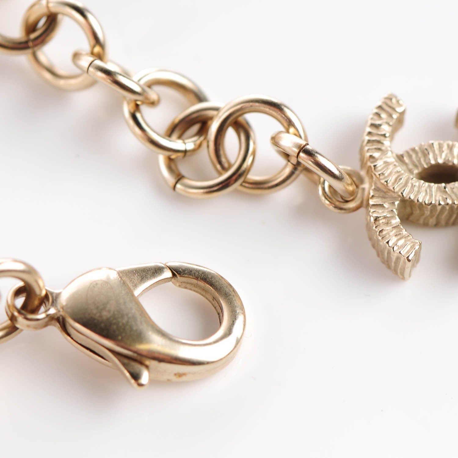 Chanel Irregular Pearl CC Triple Strand Necklace Light Gold 3 of 4