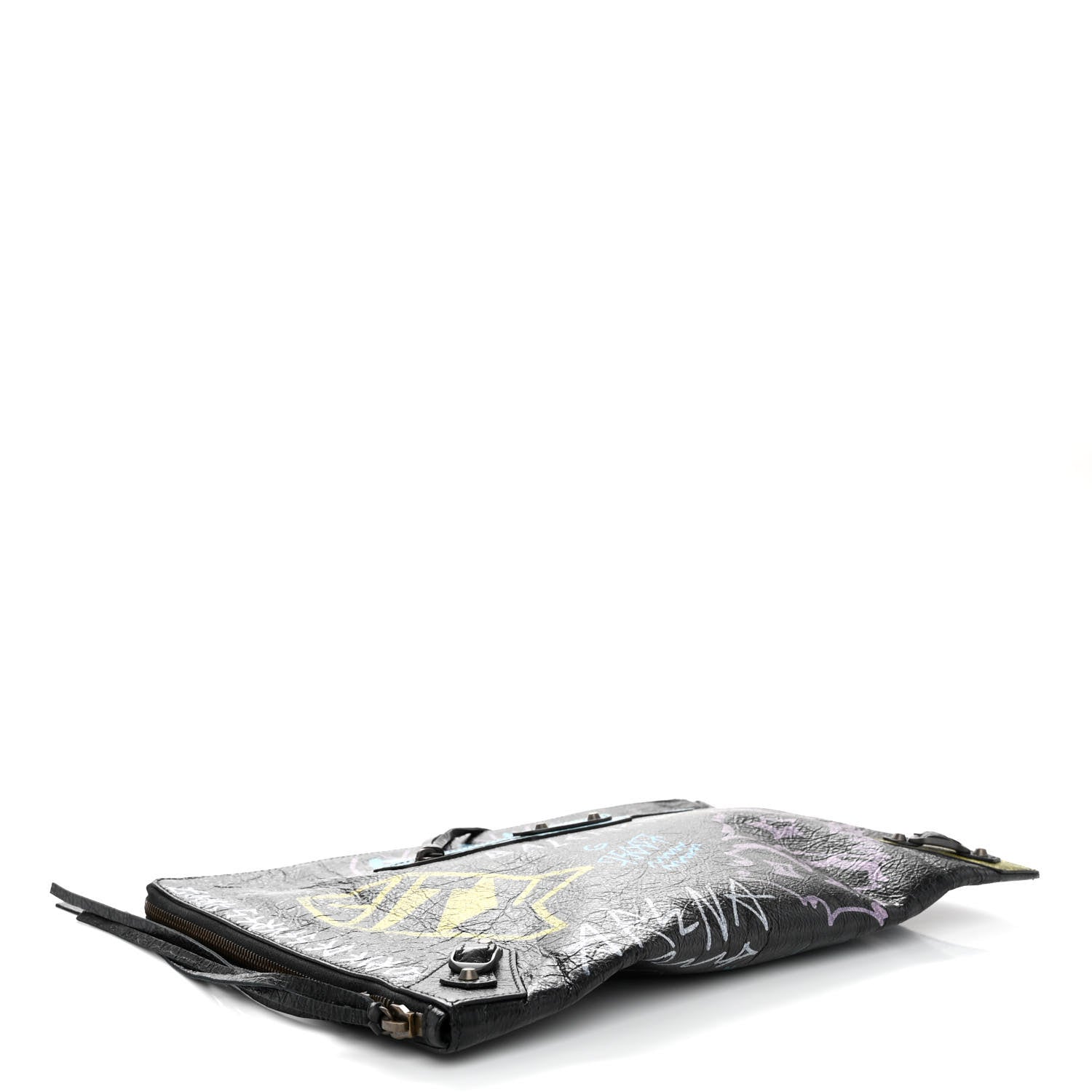 Balenciaga Agneau Classic Hardware Graffiti Small Pouch Black Multicolor 4 of 10