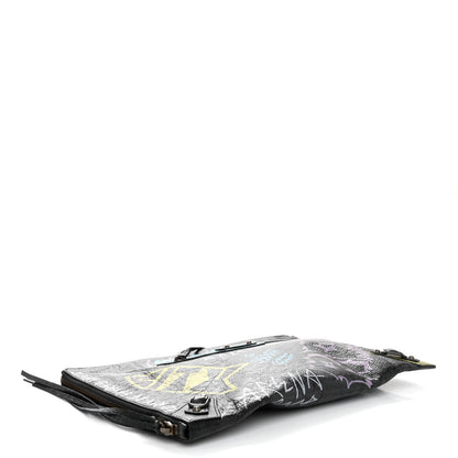 Balenciaga Agneau Classic Hardware Graffiti Small Pouch Black Multicolor 4 of 10