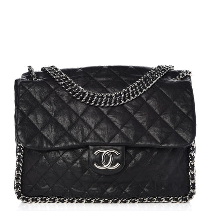 Chanel Washed Lambskin Quilted Maxi Chain Around Flap Black 1 of 14