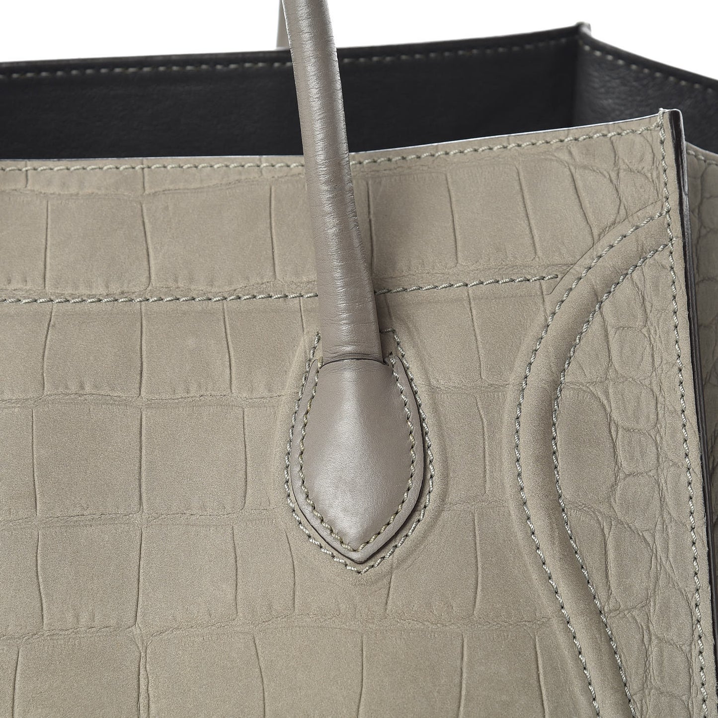 Crocodile Embossed Nubuck Medium Phantom Luggage Grey