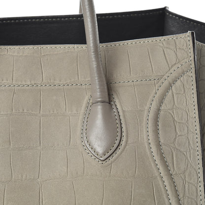 Celine Crocodile Embossed Nubuck Medium Phantom Luggage Grey 12 of 24