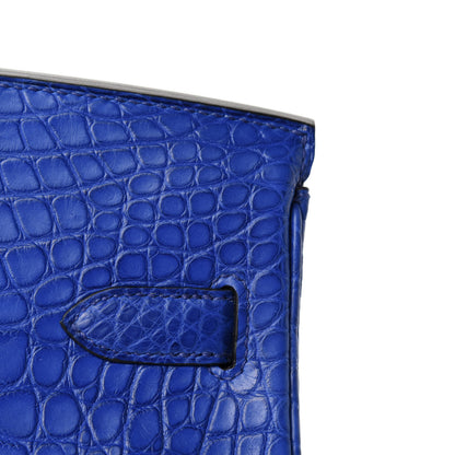 Hermes Matte Alligator Birkin 30 Bleu Electrique 9 of 34