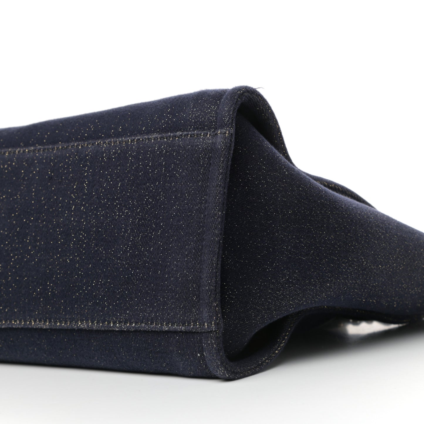 Lurex Canvas Medium Deauville Tote Navy Blue Gold