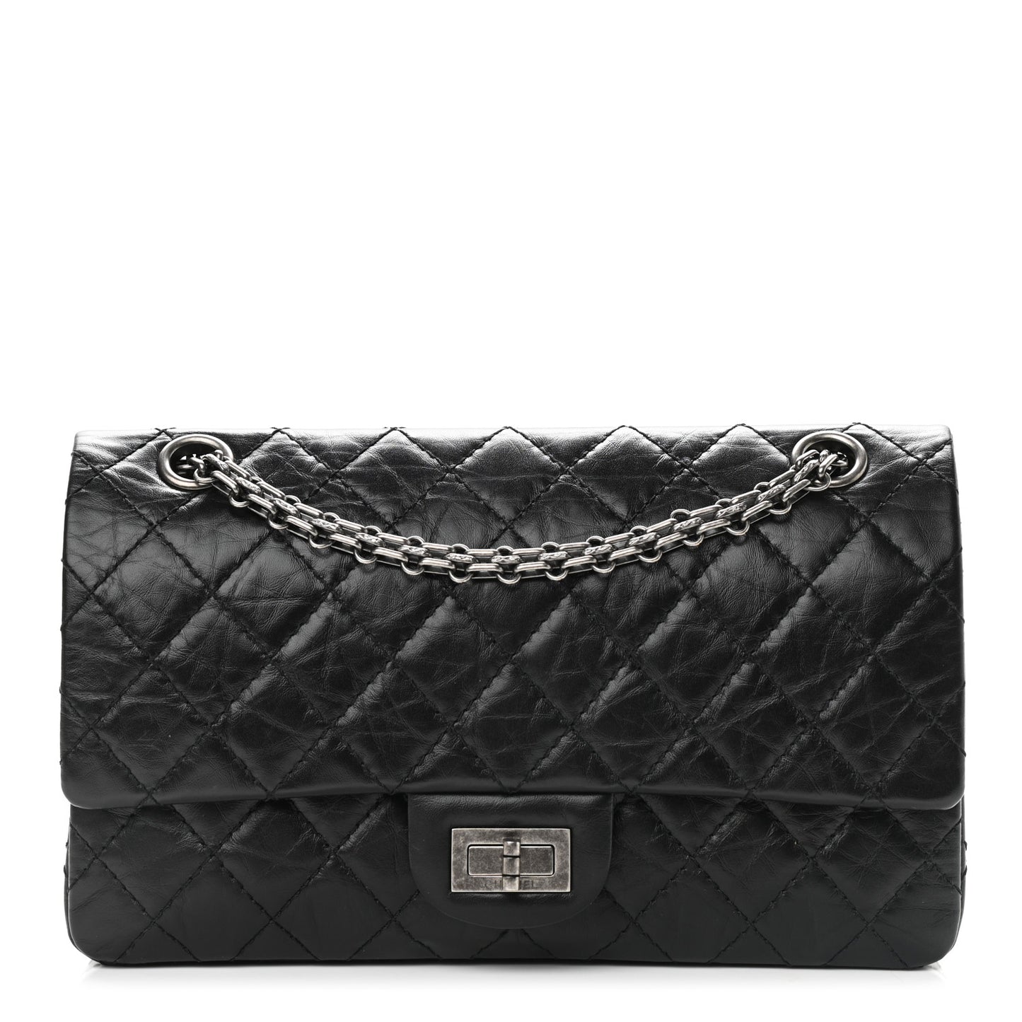 Aged Calfskin Quilted 2.55 Reissue 225 Flap Black