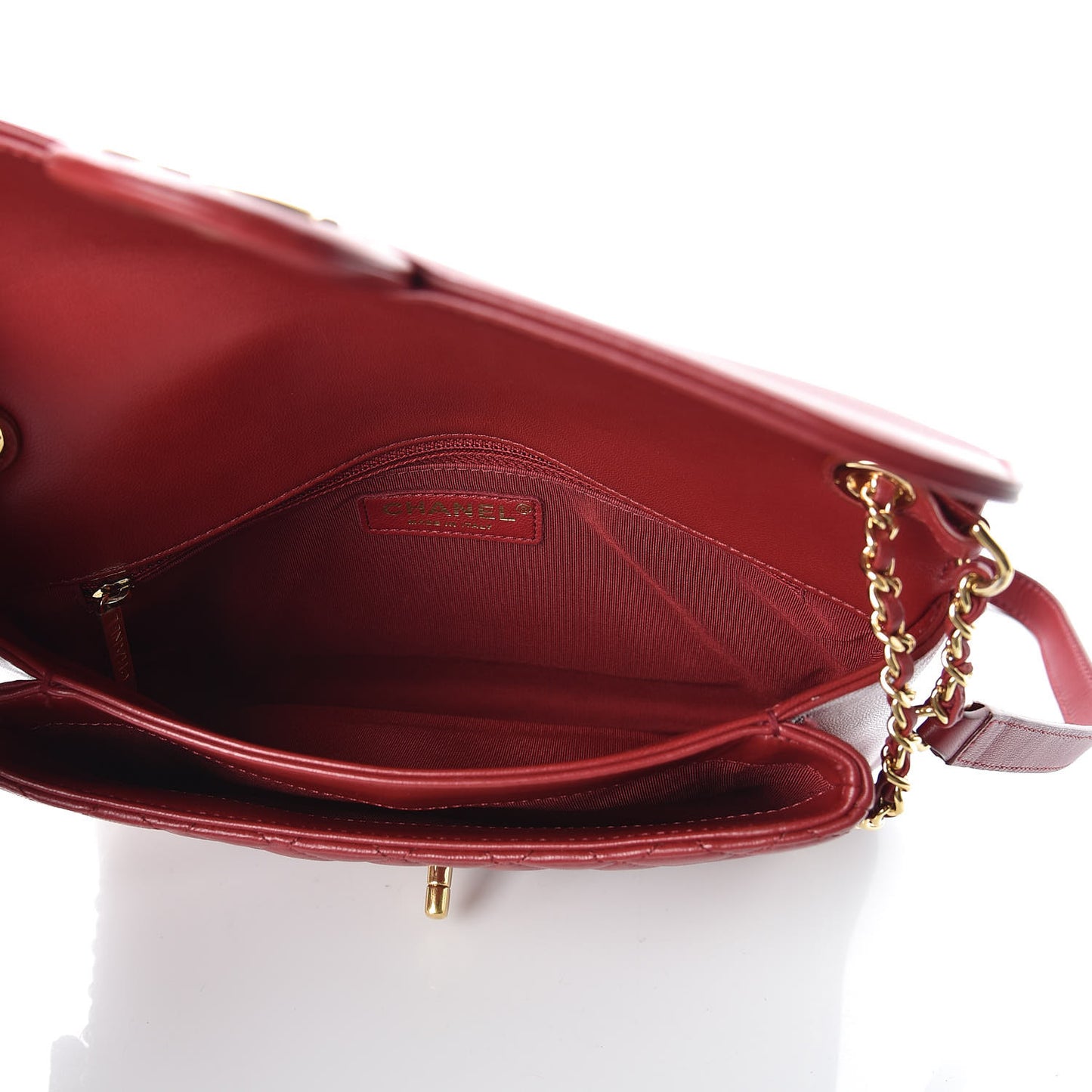 Lambskin Quilted Large CC Unchained Crossbody Red