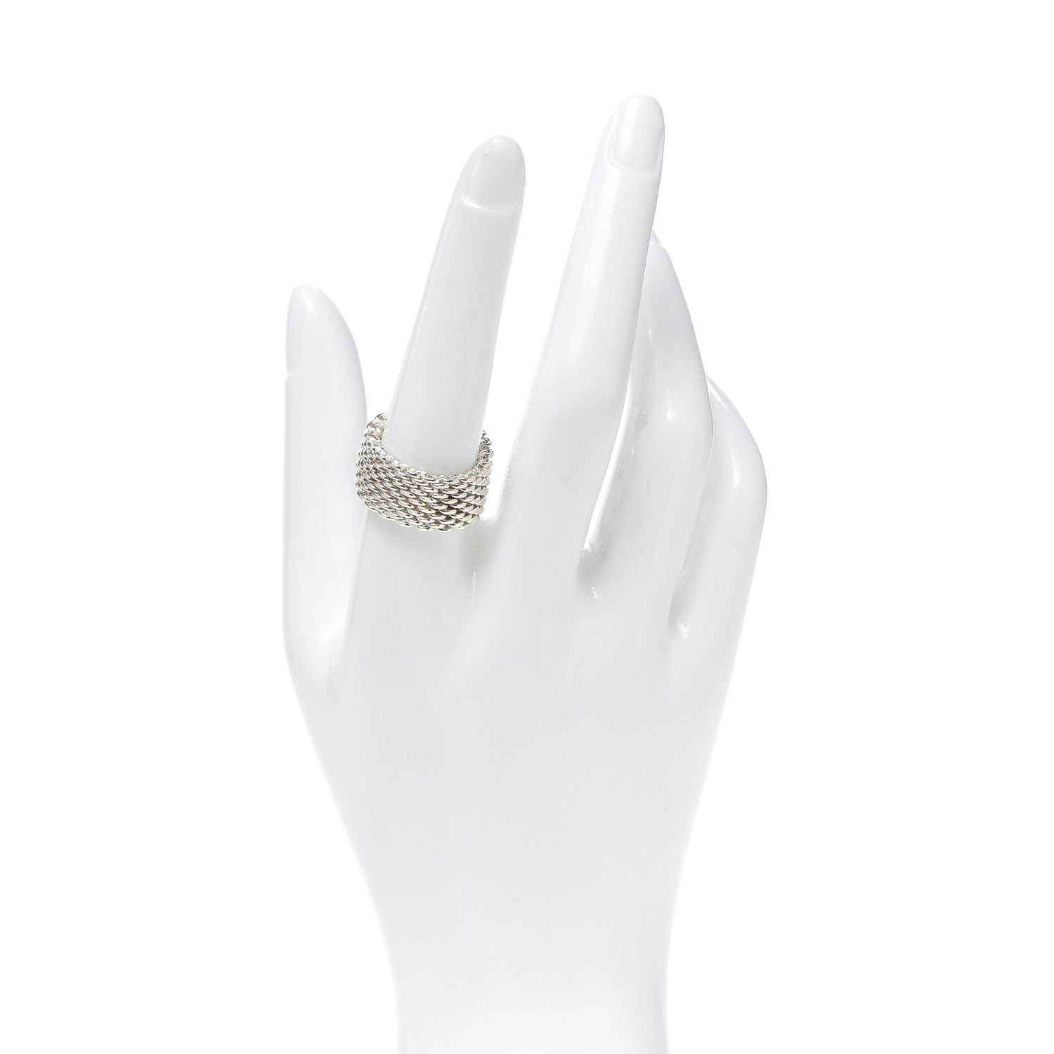 Tiffany Sterling Silver Somerset Mesh Ring 58 8.25 2 of 4