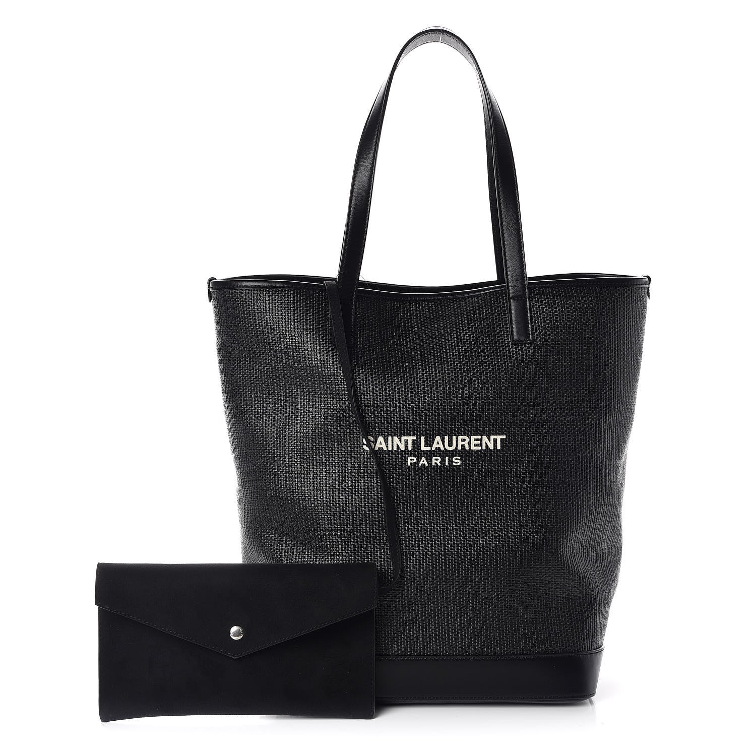 Saint Laurent Linen Canvas Teddy Shopping Bag Black 2 of 10